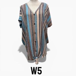 ⚡️Buy 2 Get 2 Free ⚡️ W5 Tie-Front Striped Shirt Size 1X